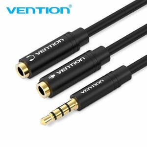 AUDIO RAZDJELNIK 3.5mm MUŠKI NA 2*3.5mm ŽENSKI VENTION SREBR